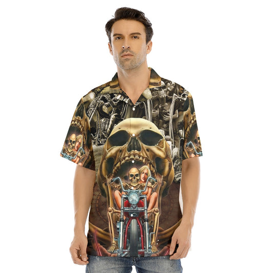 All-Over Print Men's Hawaiian Shirt With Button Closure