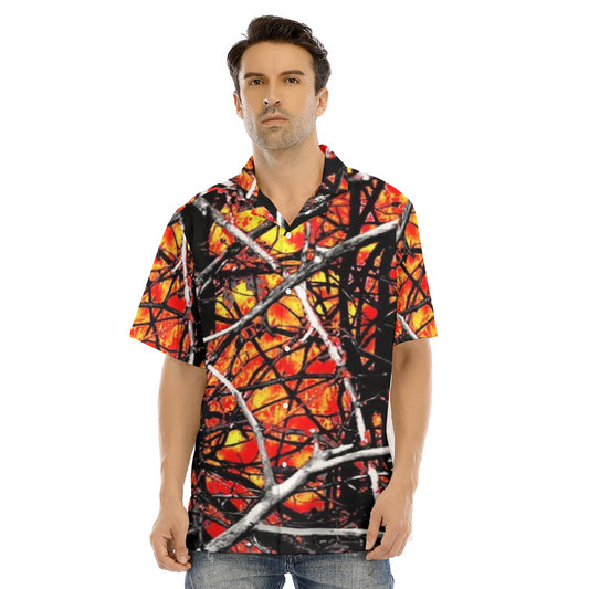 All-Over Print Men's Hawaiian Shirt With Button Closure