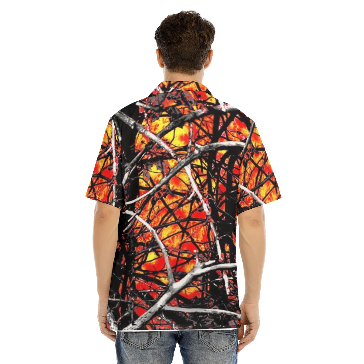 All-Over Print Men's Hawaiian Shirt With Button Closure