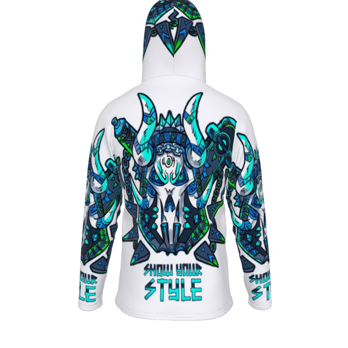 All-over print unisex pullover hoodie with mask