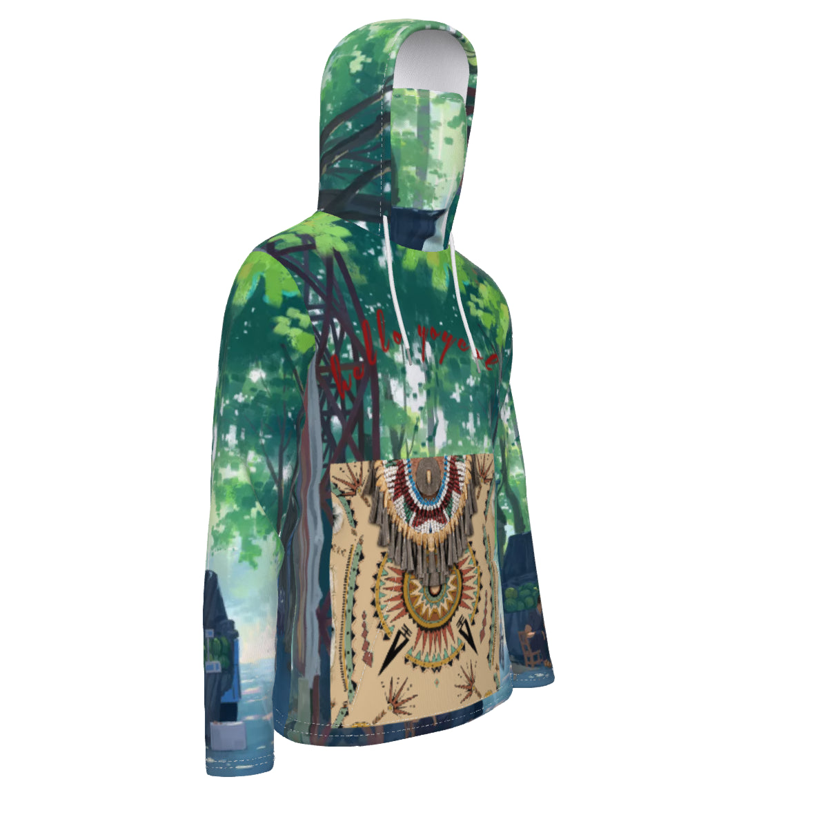 All-Over Print Unisex Pullover Hoodie With Mask