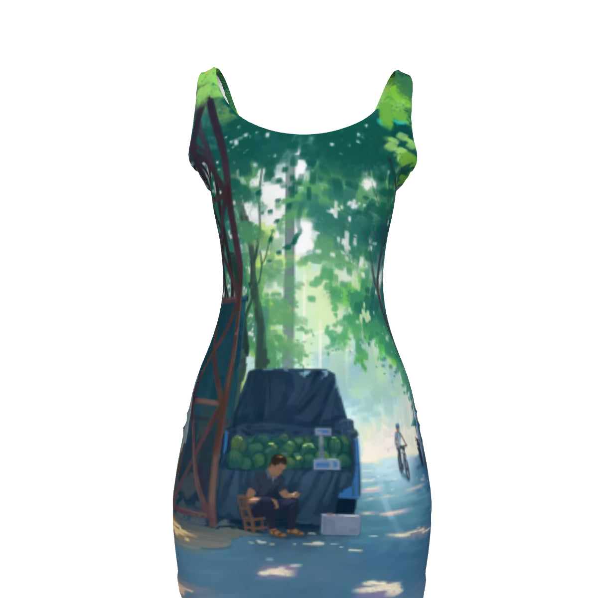 All-Over Print Oversized Sleeveless Dress