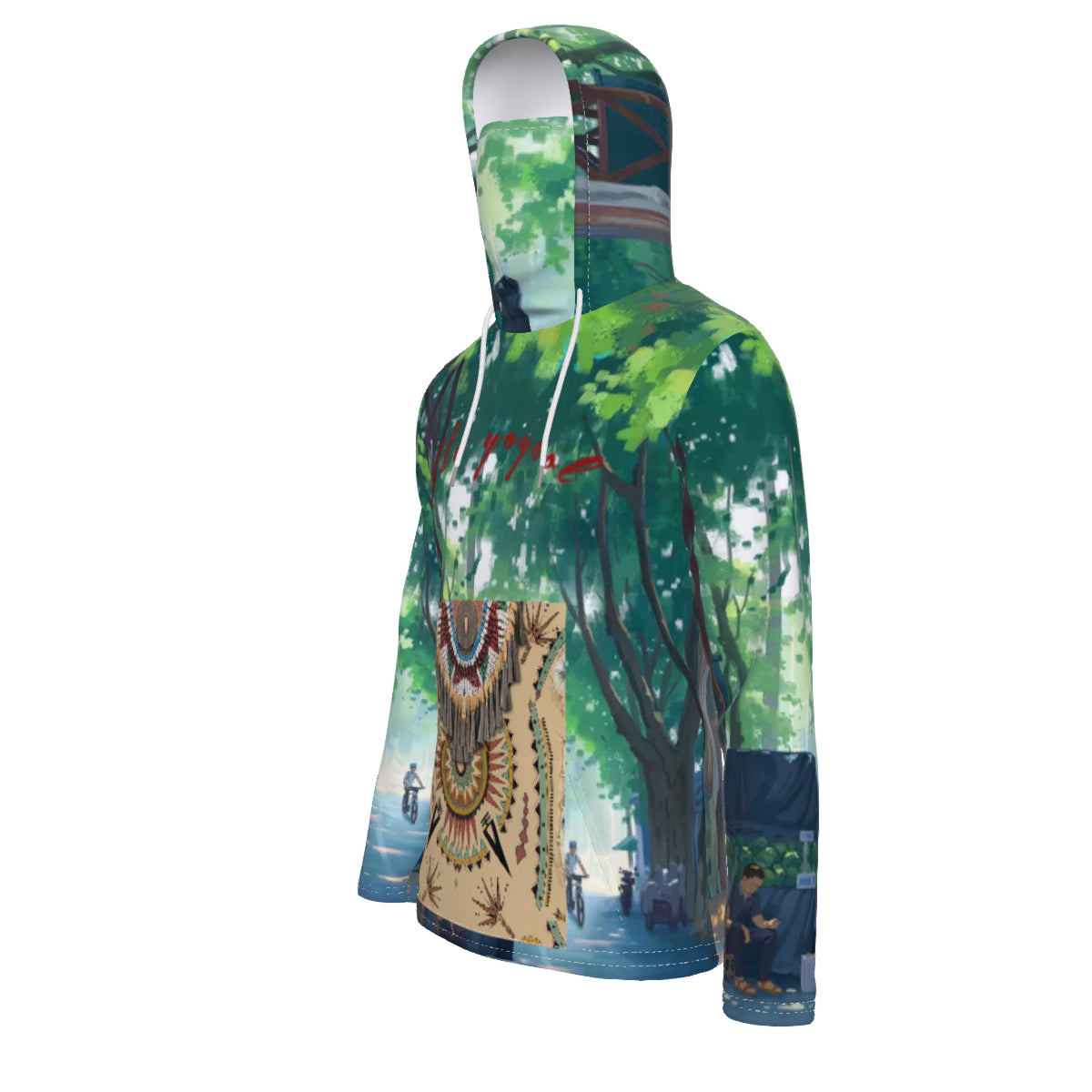 All-Over Print Unisex Pullover Hoodie With Mask